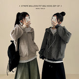 TIG Oversized-fit Soft Knitwear Hooded Zip-Up