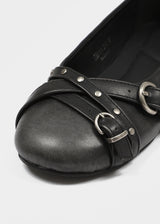 [MADE] Mobea Buckle Leather Flat Shoes