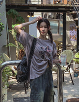 フラワーパッチピグメント半袖Tシャツ