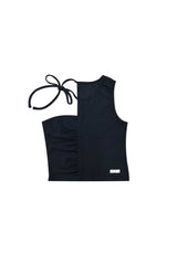 BEBE UNBALANCE SLEEVELESS TOP / BLACK