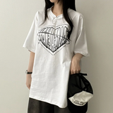 フェイスハートボクシーフィット半袖Tシャツ