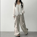 Wanu linen button hooded cardigan