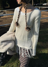 FRINGE V LONG KNIT