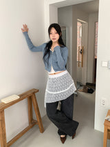 LACE UNBAL LAYERED SKIRT (2C)