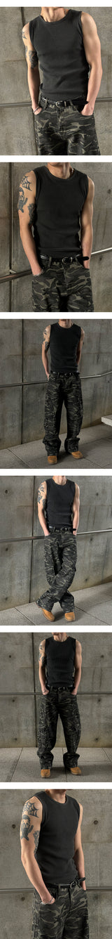 [Unisex] Damage washing sleeveless(4color)
