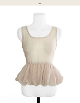 [ fluffy ☁️ ] pringle pumpkin 30% chiffon sleeveless bl