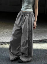 Metallic Track Wide Nylon Trousers