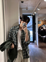 LMN Atten Vintage Oversized Checkered Shirt (2 colors)