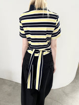1472. Rugby stripe callor ribbon half T (3color)