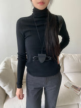ウィンターブレンドウールポラセミスリムフィットロングスリーブニットトップ (5 Colors)