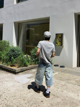 Rope Light Washing Bermuda Denim Pants