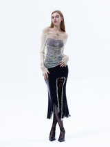 Emoha Love's Bondage Cut-out Striped Mesh Bottoming Shirt