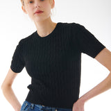 CABLE HALF KNIT BLACK