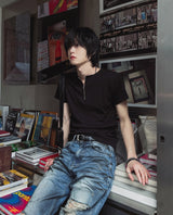 [LANARCH] ハーフジップアップ半袖Tシャツ