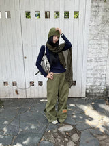 Khaki Cargo Wide Leg Straight Pants