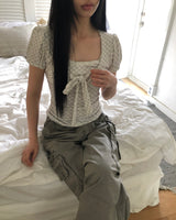 クキンチェックリボンショートスリーブTシャツ