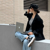 [BELLIDE MADE] Basic item, round rib long sleeve knit