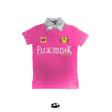 "BBY TECHBOI"ファーピンクポロTシャツ