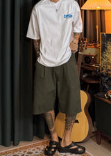 VIR Style Cotton Pin-Tuck Wide Bermuda Shorts