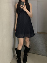Brinny check chiffon sleeveless dress