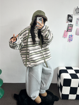 フリースピッカブル ❤ハーディーサークルラインバルーンロングスウェットパンツ🤎🩶🖤3COLOR