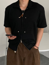 Summer Short-Sleeve Botte Collar Cardigan