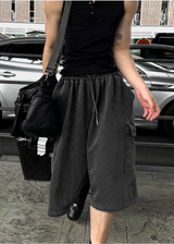 Pigment Silver Charcoal Bermuda Training Pants - Cargo Style