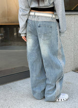 [Unisex] Heavy denim sweat wide pants(2color)