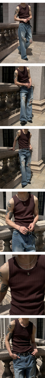 [S/S] High ribbed logo sleeveless(6color)