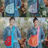 UnsocialNight original literary retro versatile casual illustration printed one-shoulder cross-body bag for women
