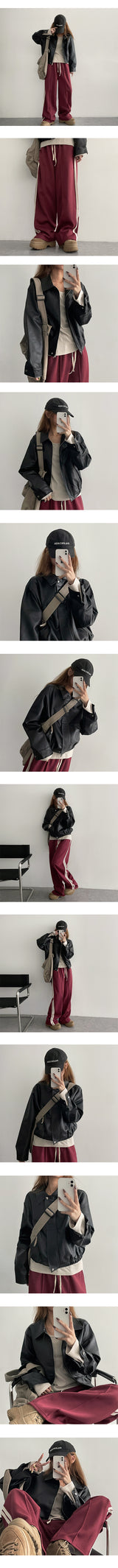 Tende collar leather jacket