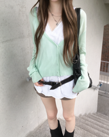 Deep V neck cardigan