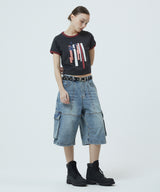 フラッグアップリケリンガークロップTシャツ