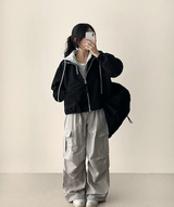リードニーピンタックヘムストリングワイドパンツ