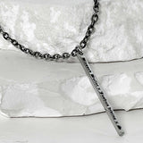 ss-elipse chain lettering line bar necklace_black silver