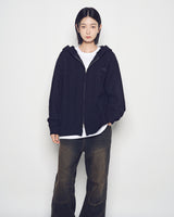 25FW ケーブルニットフーディージップアップ ブラック