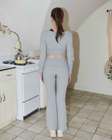 MODAL KNIT CROP CARDIGAN / MELANGE