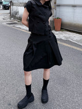  DOUBLE BUTTON PLEATS SKIRT