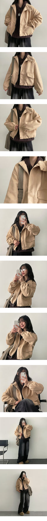 Uts snap neck* suede jacket