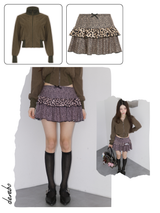 Leopard sweet frill skirt