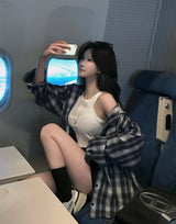 [Bellide made] airplane HOODED LOOSE-FIT CHECK SHIRT