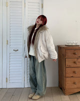 バーティサイドピンタックバルーンデニムパンツ