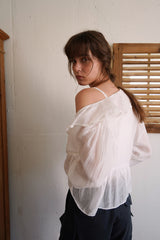 Open sheer blouse_ivory
