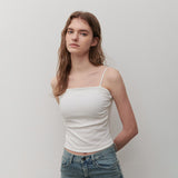シャーリングキャップノースリーブ WHITE