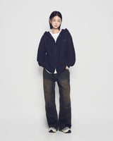 25FW ケーブルニットフーディージップアップ ブラック
