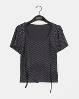 Hael Dot Puff Sleeve Strap T-Shirt