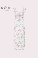 アンティーク フローラル パフューム スカート 2点セット (blouse+skirt set)