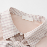 Lydia Check Ribbon Collar Tee