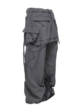 CUT OUT STRING CAGO PANTS . CHARCOAL