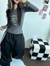 ロビン🤍プリンティングレザータトゥーロングスリーブTシャツ🩶🖤🤍3カラー